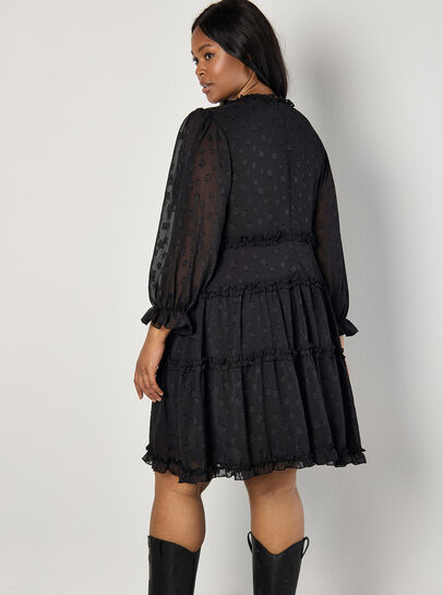 Curve Jacquard Star Chiffon Mini Dress