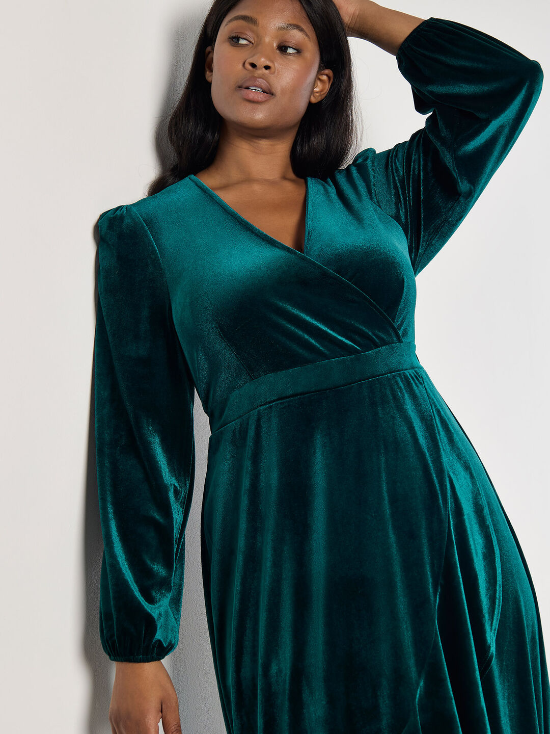 Curve Velvet Wrap Midi Dress Curve Velvet Wrap Midi Dress