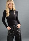 Faux Pearl & Rhinestone Maca Jean, Black, large