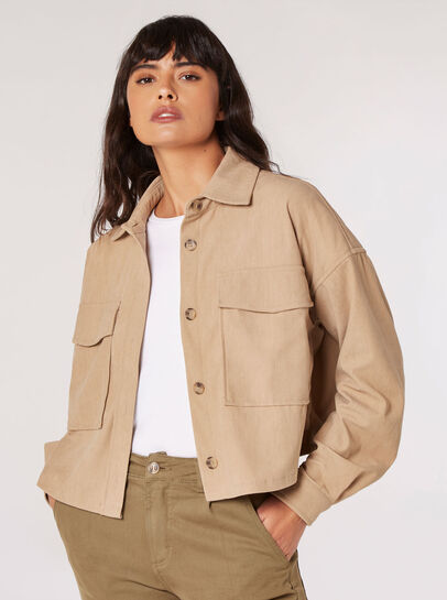 Cropped Corduroy Shacket