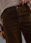 Flora Velvet Denim Wide-Leg Jeans, Brown, large