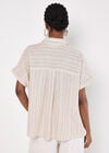 Linen Blend Stripe Shimmer Shirt, Stone, large