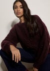 Brushed Bobble Cable Knit Jumper, Plum, large