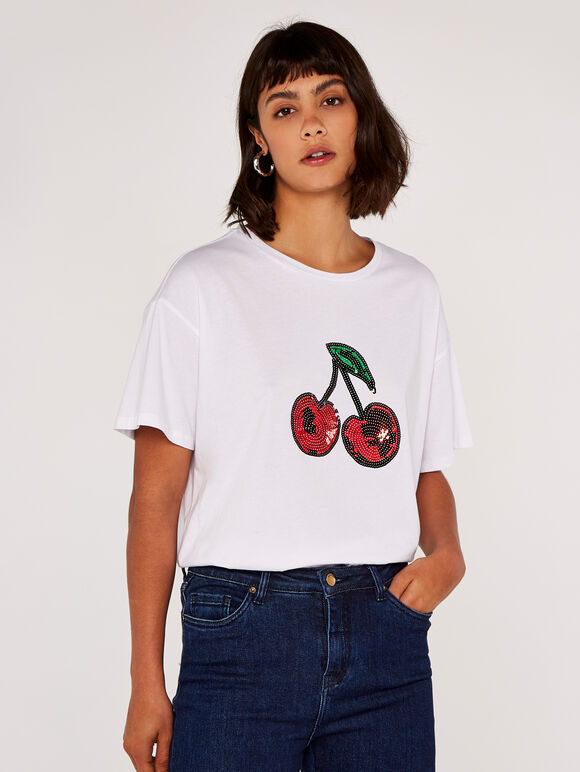 Cherry T-Shirt, White, large