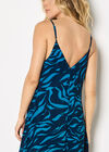 Animal Print Trapeze Cami Maxi Dress, Navy, large