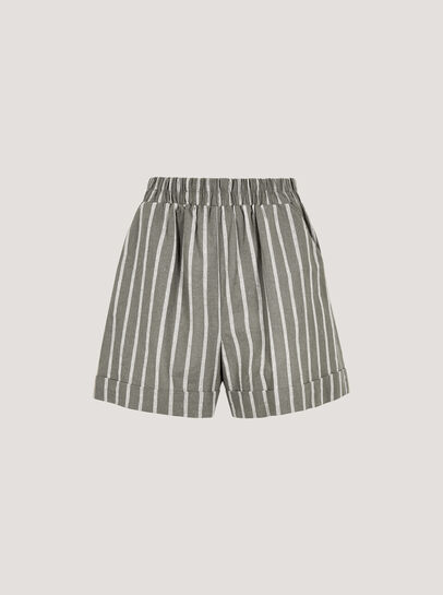 Linen Blend Stripe Shorts