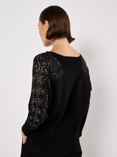 Lace Rhinestone Embellished Jumper