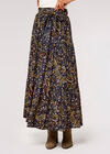 Paisley Tiered Midi Skirt, Navy, large