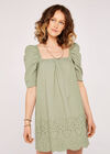 Broderie Anglaise Milkmaid Dress, Mint, large