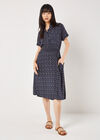 Batik Tile Shirt Midi Dress, Navy, large