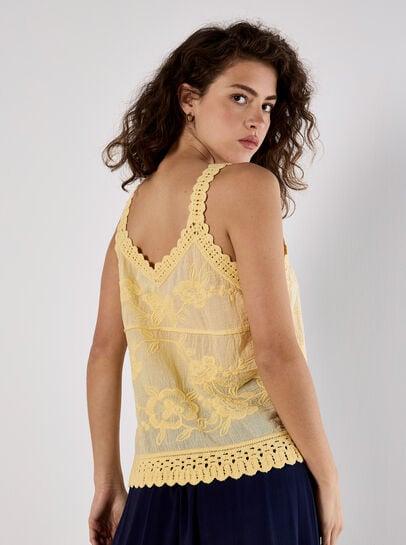 Embroidered Crochet Top