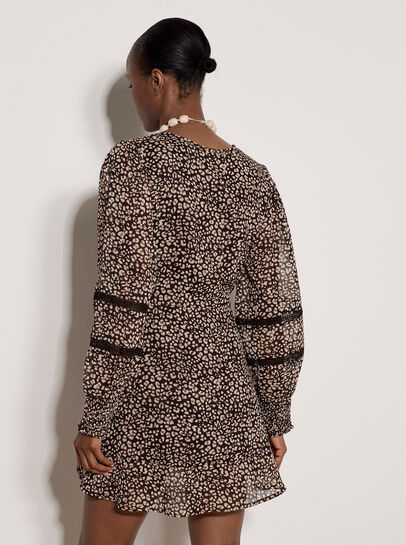Leopard Print Chiffon Wrap Mini Dress