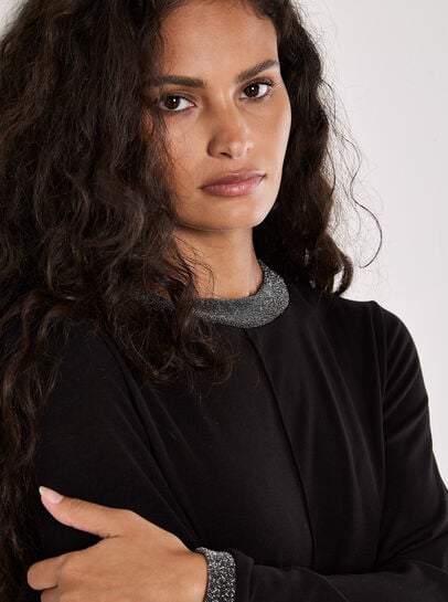 Sparkle Trim Jersey Knit Top