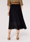 Shimmer Crinkle Midi Skirt, Black, large