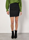 Ruched Metallic Mini Skirt, Black, large