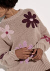 Embroidered Flower Jumper, Mocha, large