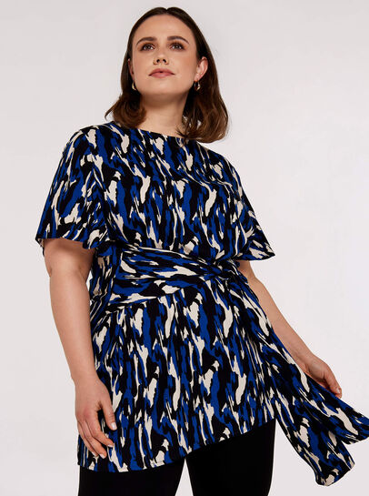 Curve Brushstroke Tie Waist Top