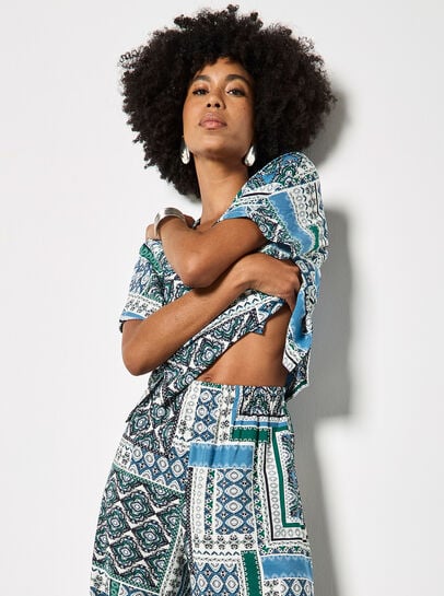 Folk Patchwork Wide Leg Trousers