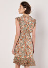 Ditsy Floral Ruffle Mini Dress, Khaki, large