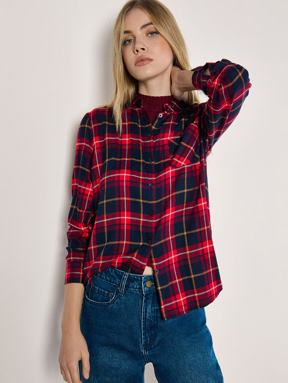 Classic Check Shirt, Red, large