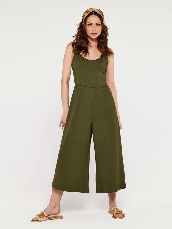 Strappy Culotte Jumpsuit, Green, large