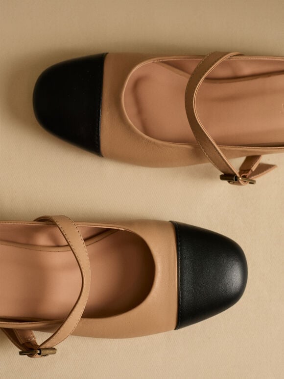 Leather Slip On Mary Jane Shoes, Assorted, large