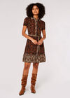 Ikat Tile Shirt Mini Dress, Rust, large