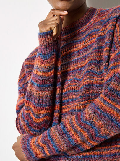 Pointelle Knit Stripe Jumper