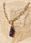 Gold Raw Crystal Necklace, Purple, large