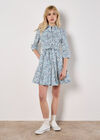 Cotton Poplin Leaf Shirt Mini Dress, White, large