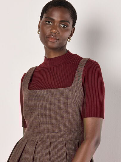 Check Pleated Skater Mini Dress