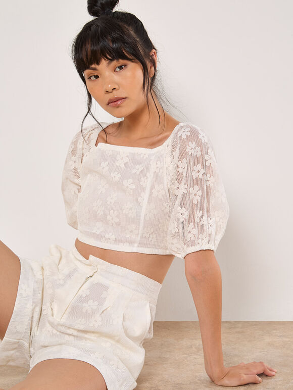 White Daisy Mesh Co-ord, , large