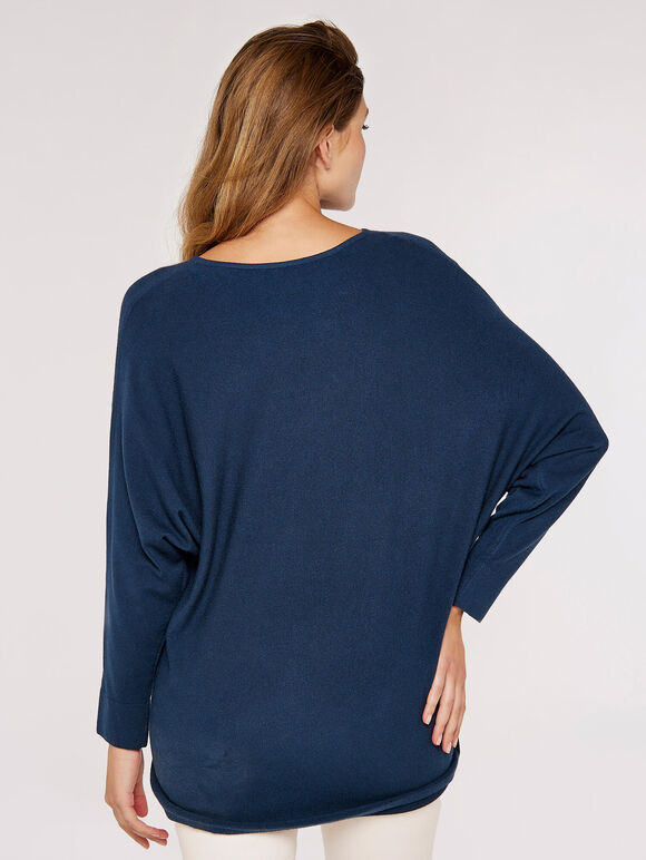 Sequin Love Jumper, Navy, large