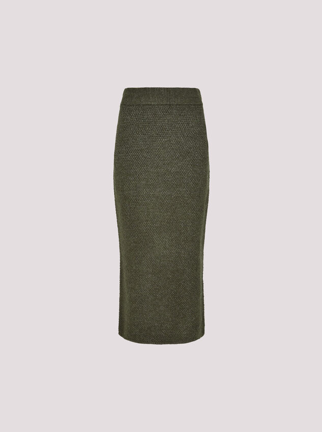 Waffle Knit Midaxi Skirt, Green, large