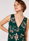 Botanical Pleated Midi Dress, Green, large