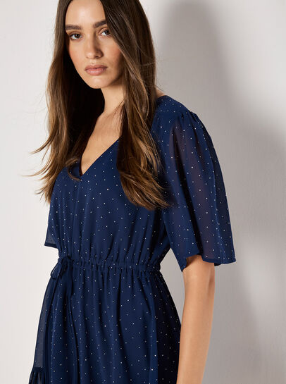 Diamante Chiffon Mini Dress