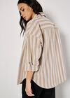Twill Stripe Oversized Shacket, Stone, large