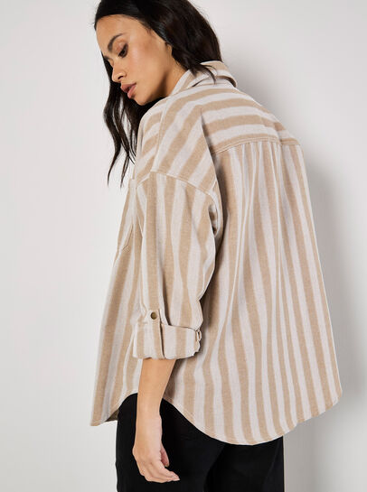 Twill Stripe Oversized Shacket