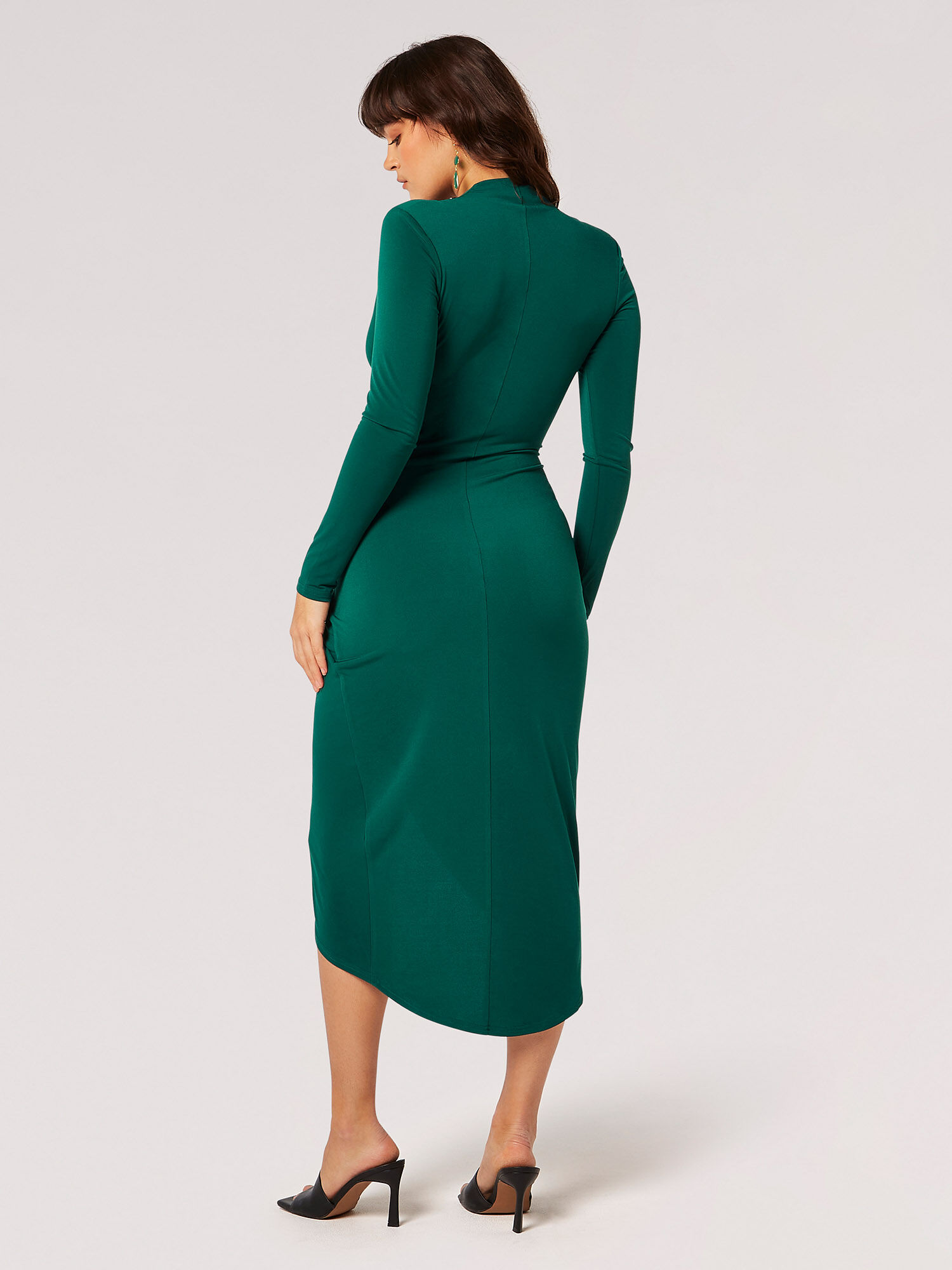 Robe Portefeuille Mi Longue Froncee En Jersey Vetements Apricot
