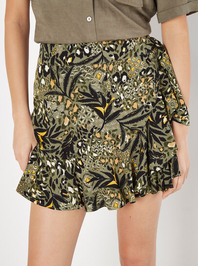 Mixed Animal Print Skort