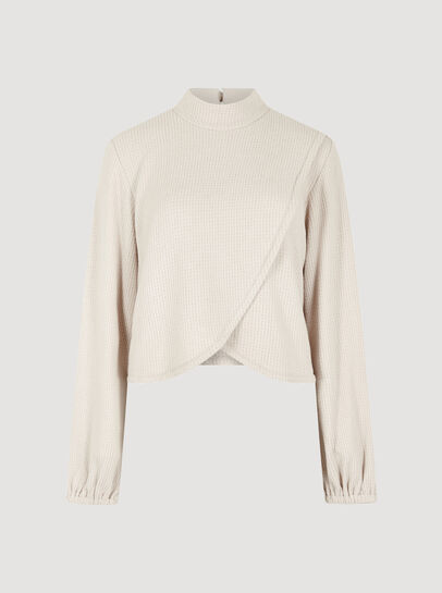 Waffle Knit Wrap Top