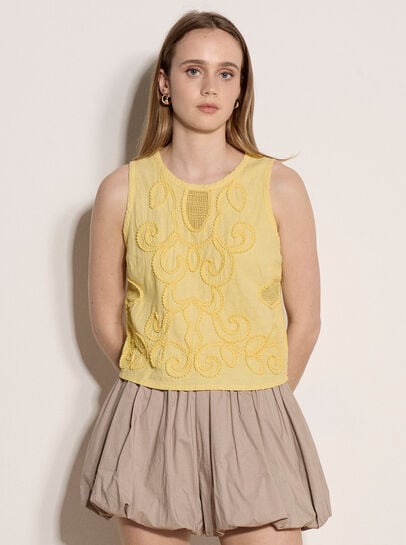 Embroidered Cotton Shell Top