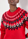 Fair Isle Chunky Knit Jumper, Red, large