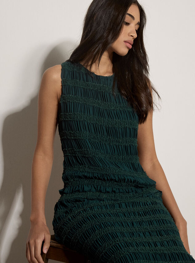 Ruched Chiffon Shell Top, Green, large