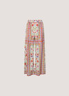 Floral Scarf Print Satin Wide-Leg Trousers, Orange, large