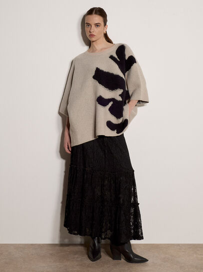 Abstract Flower Oversized Cape Jumper