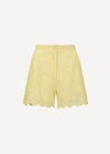 Scalloped Broderie Mini Shorts, Yellow, large