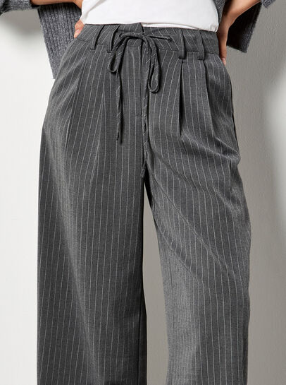 Pinstripe Wide Leg Tailored Trousers