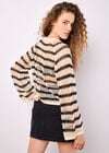 Stripe Mesh Knit Bell Sleeve Jumper, Stone, large