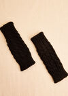 Cable Knit Handwarmers, Black, large